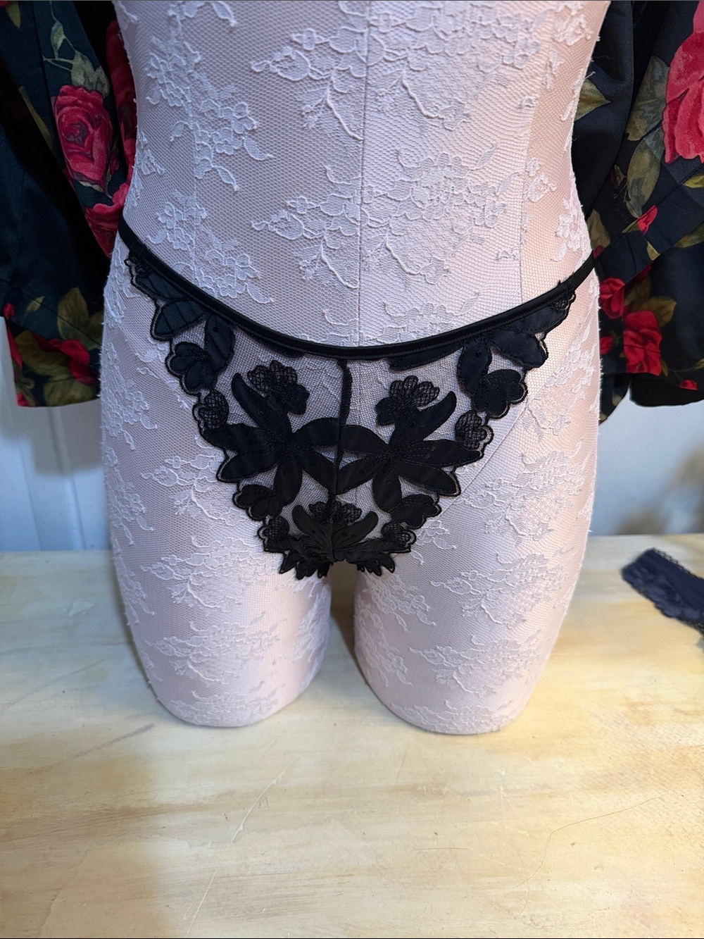 Victoria's Secret very Sexy Brazilian Black Floral Appliqué